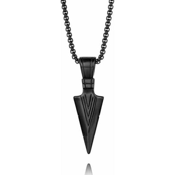 Stainless Steel Spearpoint Arrowhead Pendant Necklace - Picture 2 of 8